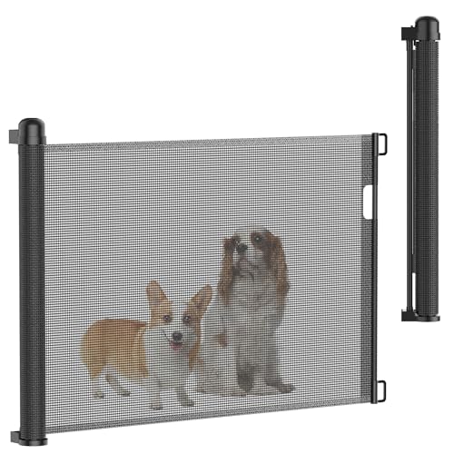 SUBTLETY PVC Treppenschutzgitter 0-150cm Ausziehbar Türschutzgitter Rollo Haustiere Absperrgitter Baby Treppenschutzrollo Kinderschutzgitter Tierschutzgitter für Treppen Türen Küchen (Schwarz) von SUBTLETY