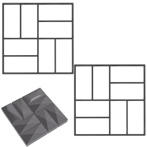 SUBTLETY Pflasterform DIY Gehweg Form Pflasterstein Gehwegplatten Pflastermacher Gießen Beton Schablone zur Herstellung von Garten Trittsteine, Pflastersteine, Terrassenplatten (Motive D, 2 Stück) von SUBTLETY