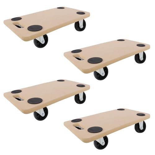 SUBTLETY Rollbrett Transportwagen Transporthilfe mit Rollen 58x29x11cm Tischtransportwagen Möbelroller mit Anti-Rutsch Pads Transport Rollbretter bis zu 200KG für Möbel Pflanzen Werkstatt (4 Stück) von SUBTLETY