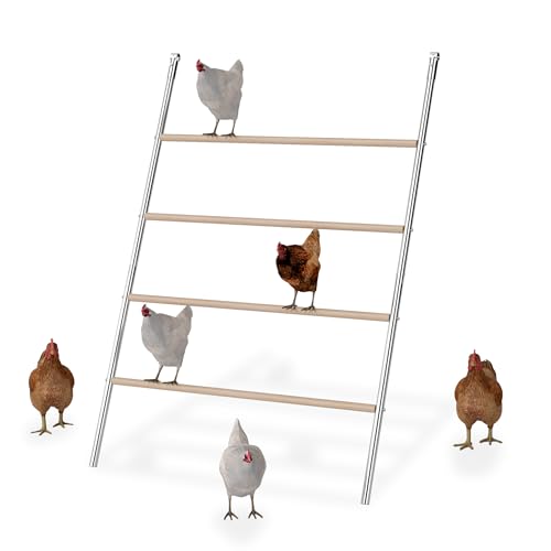 SUBTLETY Sitzstangen für Vogelkäfige 4 Ebenen Holz Sitzleiter Flexible Hühnerstange Spielplatz für Hühner Hühnerleiter Hühnerspielzeug Kompatibel mit Freilaufgehege & Hühnerstall (Type A) von SUBTLETY