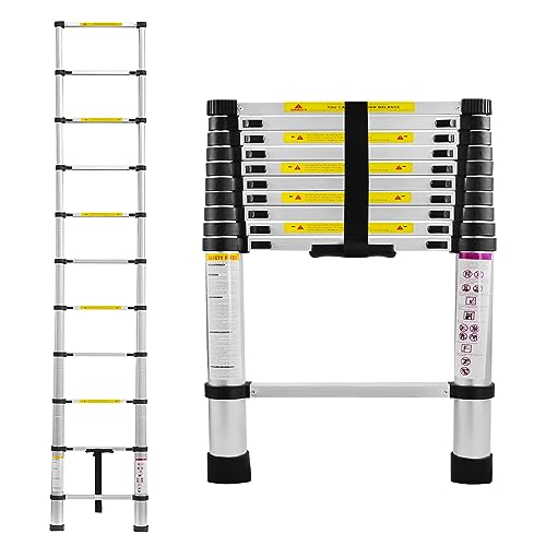 SUBTLETY Teleskopleiter 3,2M Aluminium Leiter Ausziehbar Klappleiter Aluleiter 11 Stufen Stehleiter Rutschfester Ausziehleiter Mehrzweckleiter Anlegeleiter für Belastbarkeit 150KG, Silber von SUBTLETY