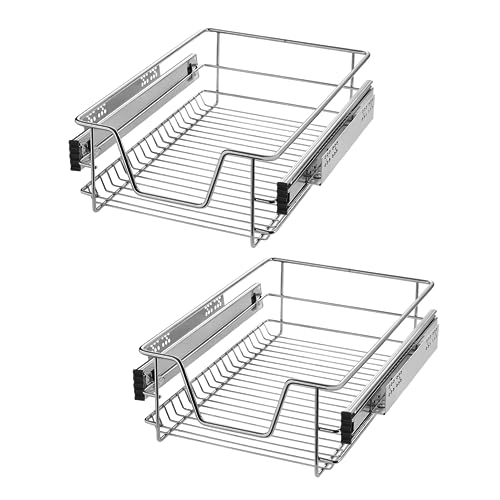 SUBTLETY Teleskopschublade Küchenschrank Organizer aus Metall Küchenschublade Korbauszug mit Führungsschienen Ausziehbare Schrankauszug Schubladeneinsätze für 40cm Breite Küchenschrank (2 Stück) SUBTLETY Teleskopschublade Küchenschrank Organizer aus Metall Küchenschublade Korbauszug mit Führungsschienen Ausziehbare Schrankauszug Schubladeneinsätze für 40cm Breite Küchenschrank (2 Stück) von SUBTLETY