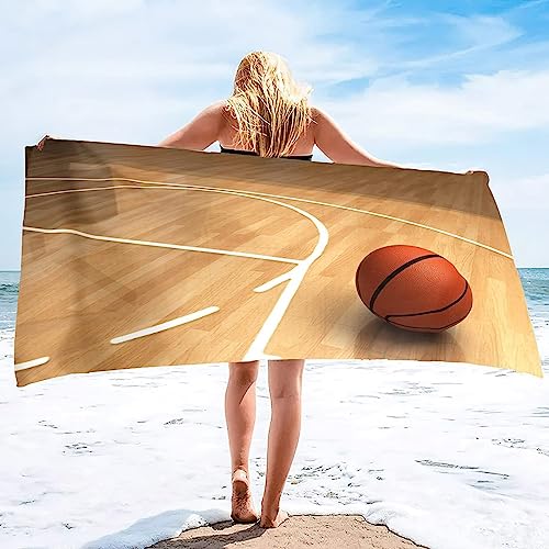 SUBURU Basketball Strandtuch Groß 150x200 cm, Weich Schnell Trocknen Microfaser Handtücher, 3D Strandhandtuch Basketball Badetuch Strandlaken Handtuch, Herren Frauen Badetücher von SUBURU
