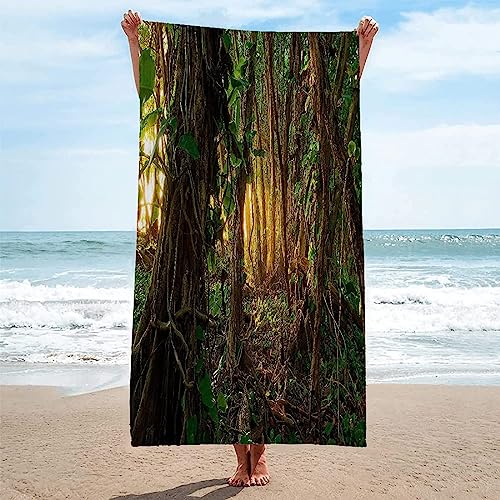 SUBURU Dschungel Strandtuch Groß 150x200 cm, Weich Schnell Trocknen Microfaser Handtücher, 3D Strandhandtuch Dschungel Badetuch Strandlaken Handtuch, Herren Frauen Badetücher von SUBURU