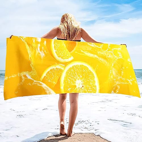 SUBURU Orange Strandtuch Groß 100x200 cm, Weich Schnell Trocknen Microfaser Handtücher, 3D Strandhandtuch Orange Badetuch Strandlaken Handtuch, Herren Frauen Badetücher von SUBURU