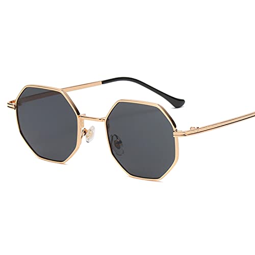 SUBX Polygon Metall Sonnenbrille Vintage Rahmen für Damen Sonnenbrille Herren Luxus Marke Design Sonnenbrille Damen Spiegel-Gold von SUBX