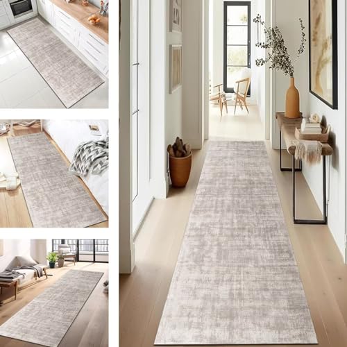 Läufer Flur Küche Waschbar rutschfest 50X180CM Teppichläufer Küchenteppich Flurteppich Braun Grau Küchenläufer Teppichmatten Korridor Wohnzimmer Schlafzimmer Meterware Schmutzfangmatte Fußmatte von SUCERU