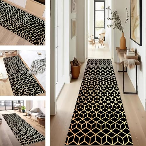 Teppich Läufer Flur Diele Küche rutschfest Waschbar Dauerhaft 40X150CM Schwarz Braun Gold Teppichläufer für Wohnzimmer Korridor Schlafzimmer Büro Esszimmer Flurläufer Anpassbar Meterware Teppich Läufer Flur Diele Küche rutschfest Waschbar Dauerhaft 40X150CM Schwarz Braun Gold Teppichläufer für Wohnzimmer Korridor Schlafzimmer Büro Esszimmer Flurläufer Anpassbar Meterware von SUCERU