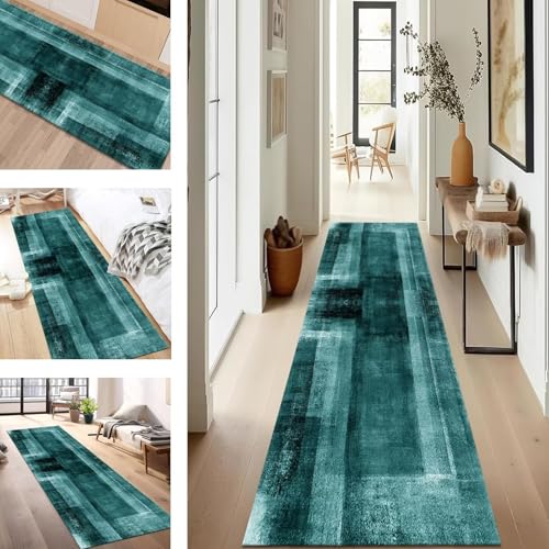 SUCERU Teppich Läufer Flur Diele Küche rutschfest Waschbar Dauerhaft 70X120CM Cyan Schwarz Abstrakt Teppichläufer für Wohnzimmer Korridor Schlafzimmer Büro Esszimmer Flurläufer Anpassbar Meterware SUCERU Teppich Läufer Flur Diele Küche rutschfest Waschbar Dauerhaft 70X120CM Cyan Schwarz Abstrakt Teppichläufer für Wohnzimmer Korridor Schlafzimmer Büro Esszimmer Flurläufer Anpassbar Meterware von SUCERU