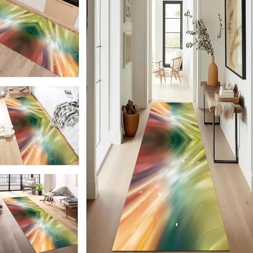 SUCERU Teppich Läufer Flur Küche rutschfest Waschbar Schmutzfangläufer Dauerhaft 70X100CM Mehrfarbig Korridor Teppichläufer Flurteppich für Wohnzimmer Schlafzimmer Büro Esszimmer Küchenläufer von SUCERU