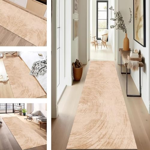 SUCERU Teppich Läufer Flur Küche rutschfest Waschbar Schmutzfangläufer Dauerhaft 90X500CM Braun Korridor Teppichläufer Flurteppich für Wohnzimmer Schlafzimmer Büro Esszimmer Küchenläufer von SUCERU