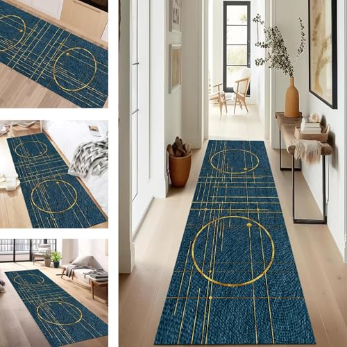 SUCERU Teppich Läufer Flur rutschfest Waschbar Schmutzfangmatte Teppichmatten Blau Gelb Korridor Teppichläufer Küchen 40X60CM Flurteppich Wohnzimmer Schlafzimmer Schmutzfangküchenläufer von SUCERU