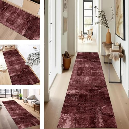 SUCERU Teppich Läufer Flur rutschfest Waschbar Schmutzfangmatte Teppichmatten Dunkelrot Korridor Teppichläufer Küchen 40X120CM Flurteppich Wohnzimmer Schlafzimmer Esszimmer Schmutzfangküchenläufer SUCERU Teppich Läufer Flur rutschfest Waschbar Schmutzfangmatte Teppichmatten Dunkelrot Korridor Teppichläufer Küchen 40X120CM Flurteppich Wohnzimmer Schlafzimmer Esszimmer Schmutzfangküchenläufer von SUCERU