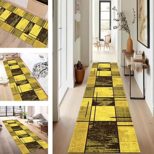 SUCERU Teppich Läufer Flur rutschfest Waschbar Schmutzfangmatte Teppichmatten Gelb Schwarz Korridor Teppichläufer Küchen 120X400CM Flurteppich Wohnzimmer Schlafzimmer Schmutzfangküchenläufer SUCERU Teppich Läufer Flur rutschfest Waschbar Schmutzfangmatte Teppichmatten Gelb Schwarz Korridor Teppichläufer Küchen 120X400CM Flurteppich Wohnzimmer Schlafzimmer Schmutzfangküchenläufer von SUCERU