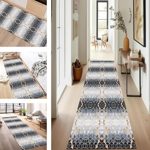 SUCERU Teppich Läufer Flur rutschfest Waschbar Schmutzfangmatte Teppichmatten Grau Blau Orange Korridor Teppichläufer Küchen 50X450CM Flurteppich Wohnzimmer Schlafzimmer Schmutzfangküchenläufer SUCERU Teppich Läufer Flur rutschfest Waschbar Schmutzfangmatte Teppichmatten Grau Blau Orange Korridor Teppichläufer Küchen 50X450CM Flurteppich Wohnzimmer Schlafzimmer Schmutzfangküchenläufer von SUCERU