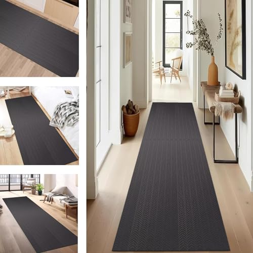 SUCERU Teppich Läufer Flur rutschfest Waschbar Schmutzfangmatte Teppichmatten Grau Boho Korridor Teppichläufer Küchen 60X180CM Flurteppich Wohnzimmer Schlafzimmer Schmutzfangküchenläufer von SUCERU