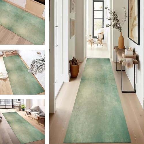 SUCERU Teppich Läufer Flur rutschfest Waschbar Schmutzfangmatte Teppichmatten Grün Hellgelb Korridor Teppichläufer Küchen 40X120CM Flurteppich Wohnzimmer Schlafzimmer Schmutzfangküchenläufer von SUCERU