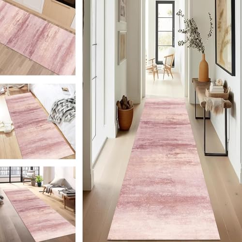 SUCERU Teppich Läufer Flur rutschfest Waschbar Schmutzfangmatte Teppichmatten Hellrot Korridor Teppichläufer Küchen 110X150CM Flurteppich Wohnzimmer Schlafzimmer Schmutzfangküchenläufer von SUCERU
