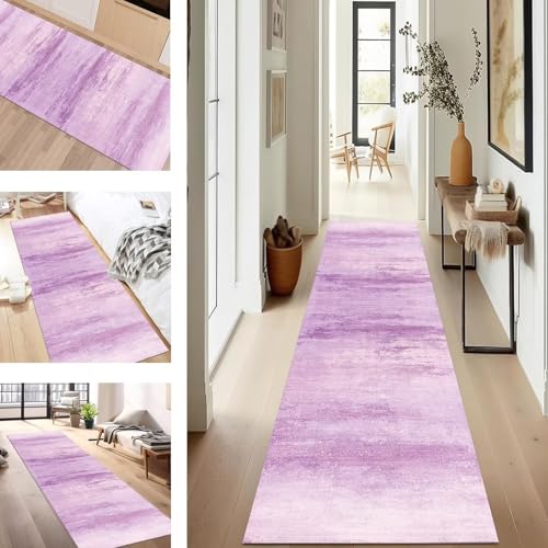 SUCERU Teppich Läufer Flur rutschfest Waschbar Schmutzfangmatte Teppichmatten Rosa Korridor Teppichläufer Küchen 110X150CM Flurteppich Wohnzimmer Schlafzimmer Schmutzfangküchenläufer von SUCERU