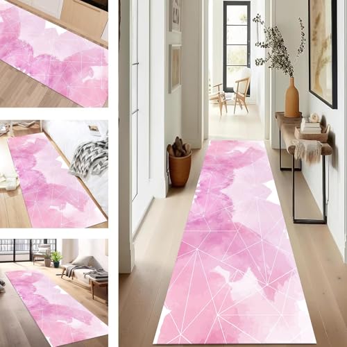 SUCERU Teppich Läufer Flur rutschfest Waschbar Schmutzfangmatte Teppichmatten Rosa Weiß Korridor Teppichläufer Küchen 80X450CM Flurteppich Wohnzimmer Schlafzimmer Schmutzfangküchenläufer SUCERU Teppich Läufer Flur rutschfest Waschbar Schmutzfangmatte Teppichmatten Rosa Weiß Korridor Teppichläufer Küchen 80X450CM Flurteppich Wohnzimmer Schlafzimmer Schmutzfangküchenläufer von SUCERU