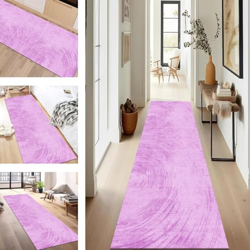 SUCERU Teppich Läufer Flur rutschfest Waschbar Schmutzfangmatte Teppichmatten Rosa abstrakt Korridor Teppichläufer Küchen 80X300CM Flurteppich Wohnzimmer Schlafzimmer Schmutzfangküchenläufer von SUCERU