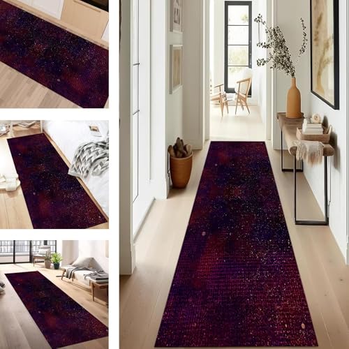 SUCERU Teppich Läufer Flur rutschfest Waschbar Schmutzfangmatte Teppichmatten Rot Blau Violett Korridor Teppichläufer Küchen 50X90CM Flurteppich Wohnzimmer Schlafzimmer Schmutzfangküchenläufer von SUCERU