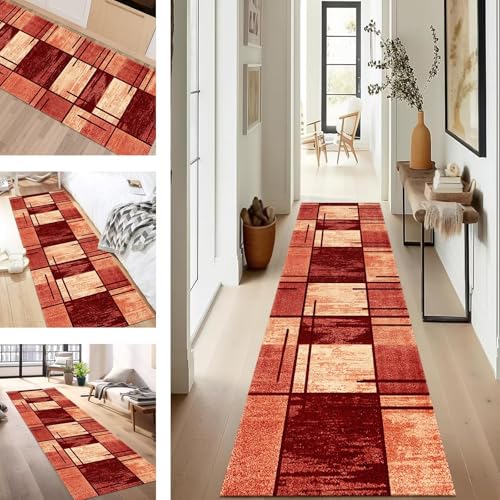 SUCERU Teppich Läufer Flur rutschfest Waschbar Schmutzfangmatte Teppichmatten Rot Orange Korridor Teppichläufer Küchen 120X350CM Flurteppich Wohnzimmer Schlafzimmer Schmutzfangküchenläufer SUCERU Teppich Läufer Flur rutschfest Waschbar Schmutzfangmatte Teppichmatten Rot Orange Korridor Teppichläufer Küchen 120X350CM Flurteppich Wohnzimmer Schlafzimmer Schmutzfangküchenläufer von SUCERU