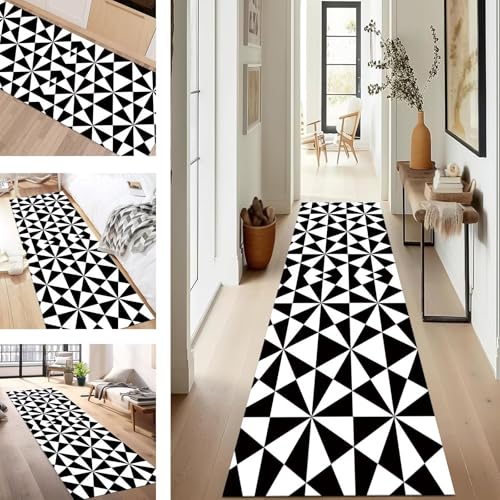 SUCERU Teppich Läufer Flur rutschfest Waschbar Schmutzfangmatte Teppichmatten Schwarz Weiß Korridor Teppichläufer Küchen 100X250CM Flurteppich Wohnzimmer Schlafzimmer Schmutzfangküchenläufer SUCERU Teppich Läufer Flur rutschfest Waschbar Schmutzfangmatte Teppichmatten Schwarz Weiß Korridor Teppichläufer Küchen 100X250CM Flurteppich Wohnzimmer Schlafzimmer Schmutzfangküchenläufer von SUCERU