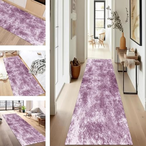 SUCERU Teppich Läufer Flur rutschfest Waschbar Schmutzfangmatte Teppichmatten Violett Korridor Teppichläufer Küchen 120X500CM Flurteppich Wohnzimmer Schlafzimmer Schmutzfangküchenläufer von SUCERU