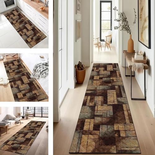 SUCERU Teppich Läufer für Küche rutschfest Waschbar 60X150CM Moderne Küchenteppich Braun Anpassbar Teppichläufer Meterware Korridor Teppich Schlafzimmer Fußmatten Wohnzimmer Esszimmer Flurläufer SUCERU Teppich Läufer für Küche rutschfest Waschbar 60X150CM Moderne Küchenteppich Braun Anpassbar Teppichläufer Meterware Korridor Teppich Schlafzimmer Fußmatten Wohnzimmer Esszimmer Flurläufer von SUCERU
