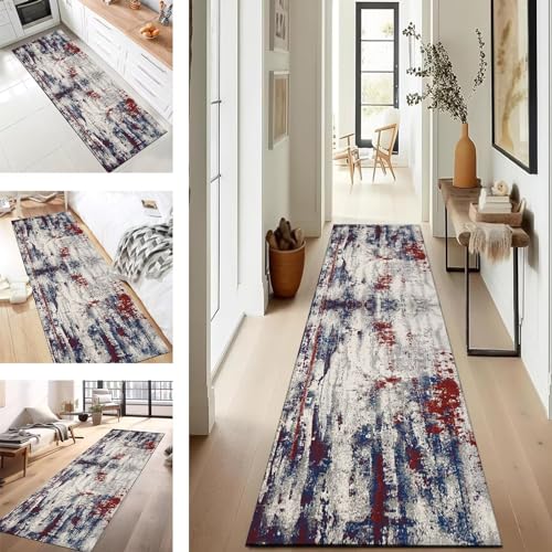 SUCERU Teppich Läufer für Küche rutschfest Waschbar 80X300CM Moderne Küchenteppich Blau Rot Anpassbar Teppichläufer Meterware Korridor Teppich Schlafzimmer Fußmatten Wohnzimmer Esszimmer Flurläufer SUCERU Teppich Läufer für Küche rutschfest Waschbar 80X300CM Moderne Küchenteppich Blau Rot Anpassbar Teppichläufer Meterware Korridor Teppich Schlafzimmer Fußmatten Wohnzimmer Esszimmer Flurläufer von SUCERU