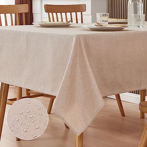 SUCHDECO Beige Tischdecke Abwaschbar 140x180 cm Gartentischdecke Rechteckige Tischtuch Outdoor mit Lotuseffekt Garten Tischdecken für Draußen, Biertisch, Küche, Esstisch, Couchtisch, Gartentisch von SUCHDECO