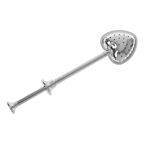 SUCHUANGUANG Herzform Edelstahl Lose Blatt Tee-Ei Löffel Sieb Filter Kräutergewürz mit langem Griff Klemmclip von SUCHUANGUANG