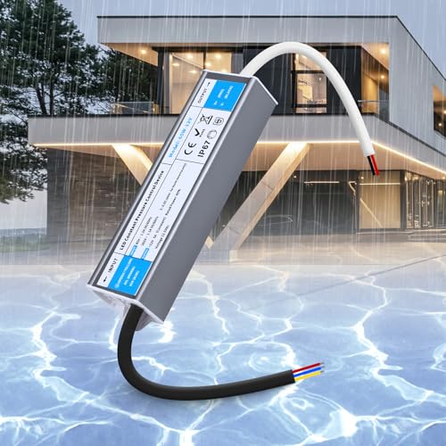 SUCIKORIO 12V Netzteil LED Trafo 60W Wasserdicht IP67 LED Transformator 230V auf 12V 60W 5A Schlank Konstante Spannung LED Treiber Netzteil 12V Ultra Dünn Niedervolttrafo für Leds Streifen, Außen von SUCIKORIO