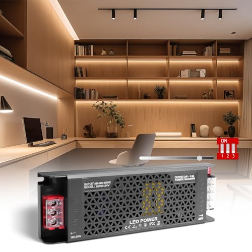SUCIKORIO 24V 200W Netzteil LED Trafo Dimmbar LED Transformator 230V auf 24Volt 200W 8,3A Schlank Konstante Spannung Led Treiber Netzteil 24V Ultra Dünn Niedervolttrafo für Leds Strip, Halogenlampen von SUCIKORIO