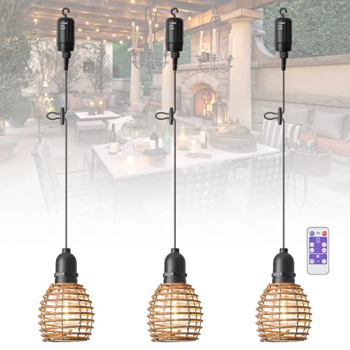 SUCIKORIO 3er Pack Hängelampe Outdoor Akku, Boho Rattan Hängelampe mit Batterie Außen Wasserdicht Hängeleuchte Mit Fernbedienung Dimmbar Pendelleuchte ohne Strom für Zelt, Camping, Garten, Dekorative SUCIKORIO 3er Pack Hängelampe Outdoor Akku, Boho Rattan Hängelampe mit Batterie Außen Wasserdicht Hängeleuchte Mit Fernbedienung Dimmbar Pendelleuchte ohne Strom für Zelt, Camping, Garten, Dekorative von SUCIKORIO