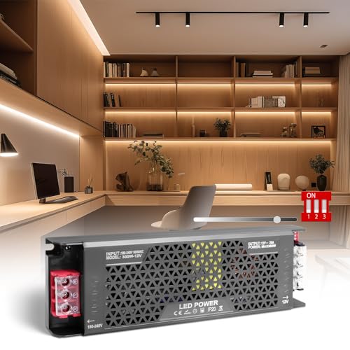 SUCIKORIO Dimmbar LED Netzteil 12V 300W 25A Trafo LED Transformator 230V auf 12Volt Schlank Konstante Spannung Led Treiber Netzteil 12V Ultra Dünn Niedervolttrafo für Leds Streifen, Halogenlampen von SUCIKORIO