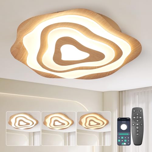 SUCIKORIO LED Deckenleuchte Dimmbar mit Fernbedienung, 50cm Modern LED Deckenlampe Wohnzimmer 48W Wohnzimmerlampe 2700K-6500K Schlafzimmerlampe Decke mit APP für Schlafzimmer, Küche, Flur, Badezimmer von SUCIKORIO