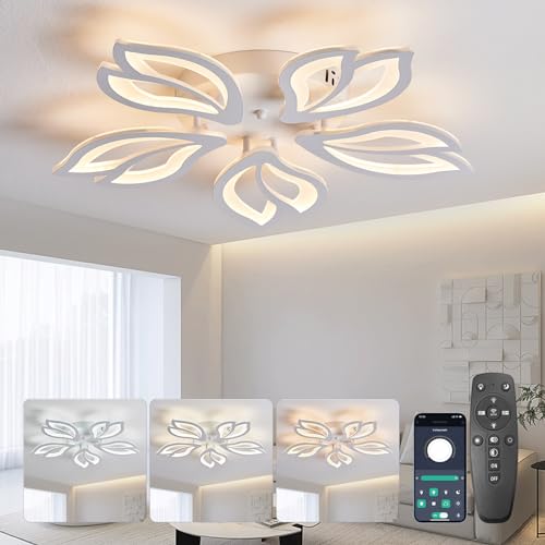 SUCIKORIO LED Deckenleuchte Dimmbar mit Fernbedienung, Modern LED Deckenlampe Wohnzimmer 48W Wohnzimmerlampe 2700K-6500K Schlafzimmerlampe Decke mit APP für Schlafzimmer, Küche, Badezimmer, Flur von SUCIKORIO