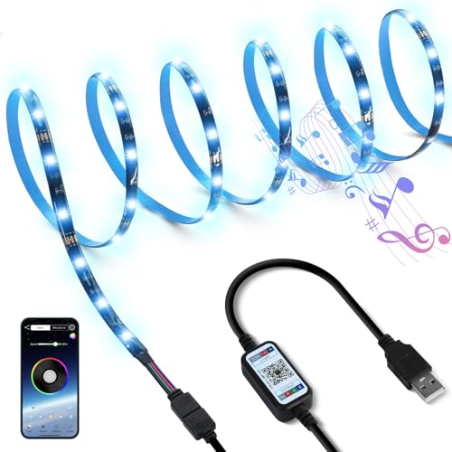 SUCIKORIO LED Strip TV USB 2m, Bluetooth RGB LED Streifen Selbstklebend mit App-Steuerung USB TV Hintergrundbeleuchtung Musik Sync 64 Szenenmodus Flexibel LED Lichterkette für Schlafzimmer, Wohnzimmer von SUCIKORIO