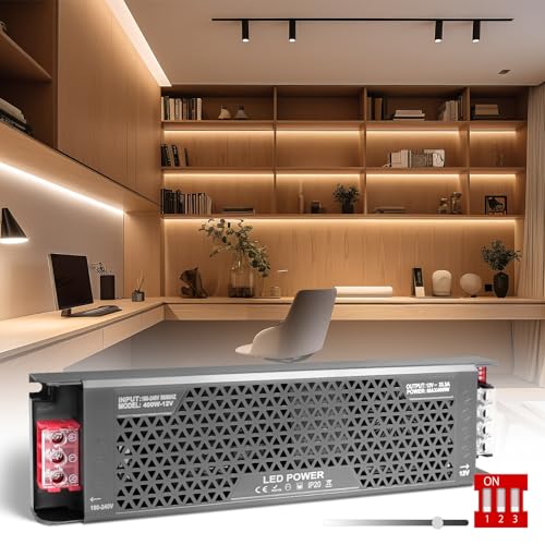 SUCIKORIO LED Trafo 12V 400W Dimmbar LED Transformator AC 230V auf DC 12 Volt 33,3A Ultra Dünn Konstante Spannung Led Treiber Netzteil 12V Schalt Niedervolttrafo für Leds Streifen, Lampen von SUCIKORIO