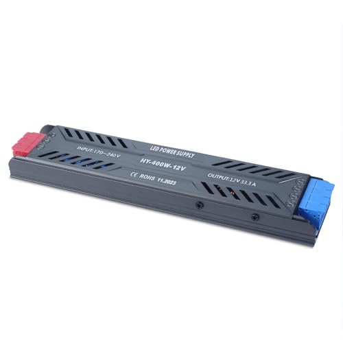 SUCIKORIO LED Trafo 12V 400W LED Transformator AC 230V auf DC 12 Volt 33,3A Ultra Dünn Konstante Spannung LED Treiber Netzteil 12V Schalt Niedervolttrafo für LED Lampen, LED Strips, Nicht Dimmbar von SUCIKORIO