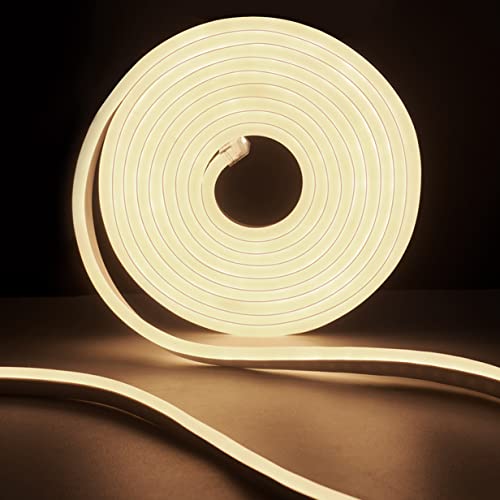 SUCIKORIO Neon LED Streifen 10m, Led Strip 4000K Wasserdicht Led Lichterkette Außen 230V 120 LED/m Flexibler DIY Lichtband Aussenbereich mit Netzteil und Controller für Haus, Party, Küche von SUCIKORIO