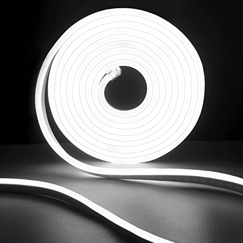 SUCIKORIO Neon Led Strip 10m, 230V Wasserdicht Feuerfest IP65 Neon LED Streifen Weiß 6000K Leds Lichterkette Außen 120 LED/M Flexibler DIY Lichtband mit Netzteil für Innen Aussenbereich Deko von SUCIKORIO