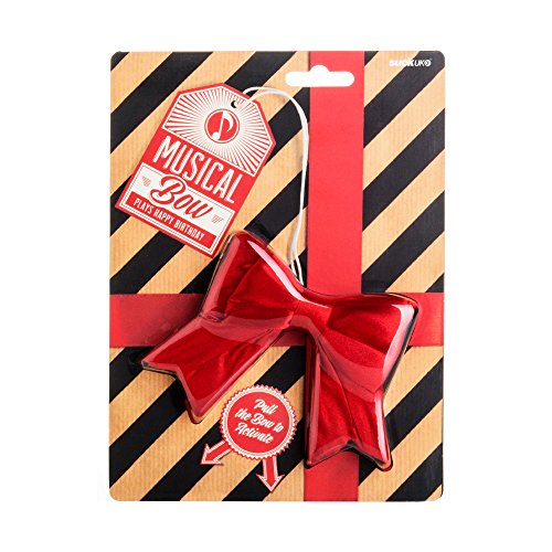 SUCK UK Musikspielendes Wiederverwendbare Geschenkschleife, Polyester Rot 11 x 1.8 x 11 cm von SUCK UK