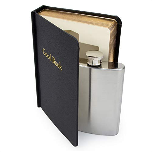 Suck UK 4 oz Stainless Steel Secret Hip Flask / 120ml Flachmann aus rostfreiem Edelstahl versteckt in "The Good Book" | Neuartige Geschenkidee und Getränkebehälter | Alkoholversteck | Flachmann | Buch von SUCK UK