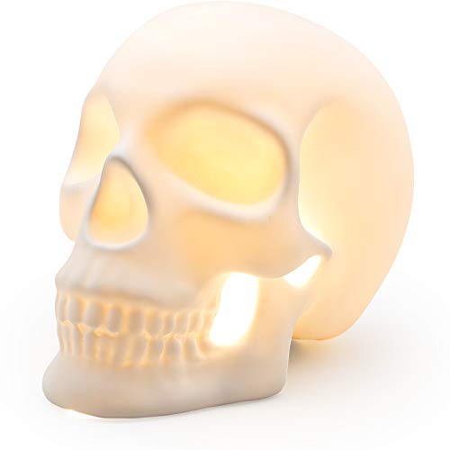 Suck UK Ceramic Skull Lamp Handmade desk lamp in the shape of a skull Decorative home accessories Gothic home decor for every room Gothic Accessories & Gothic Deco Gifts Bedside Lamp von SUCK UK