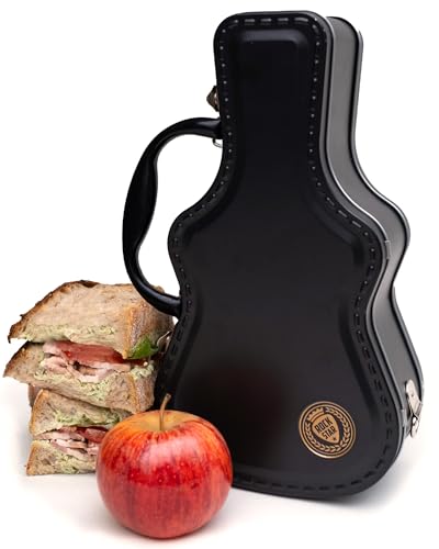 Suck UK Guitar Lunch Box , Brotdose Im Gitarrenkoffer-Design Gitarre , Blechdose Aufbewahrungsbox Pausenbrot , Snacks , Frischhaltedose , Dose mit Tragegriff, Jausenbox und Bento für Schule von SUCK UK