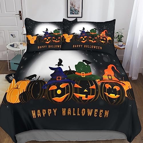 SUCREVEN Happy Halloween Soft and Cozy Quilt Cover Set Bedding with Pillowcases and Hidden Zipper Closure 3D Zeichen Microfiber Duvet Cover Comforter Cover - Ideal for Adults Double（200x200cm） von SUCREVEN