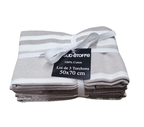 SUD ÉTOFFE 3er Set Küchentücher, 100% Baumwolle, leinen, 50 x 70 von SUD ÉTOFFE
